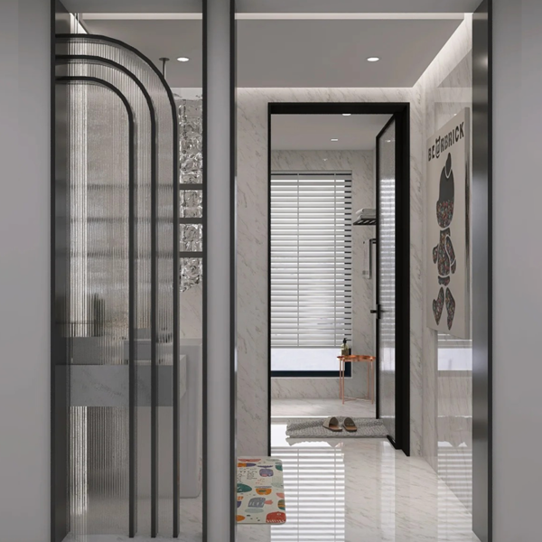 Customized Swing Glass Door steel Slim Frame Glass Door Exterior Interior Modern Glass Pivot Doors - Image 3