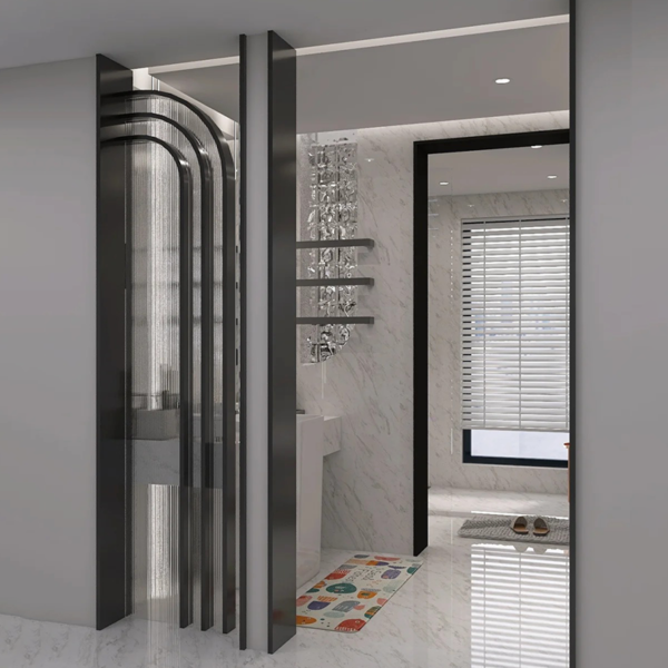 Customized Swing Glass Door steel Slim Frame Glass Door Exterior Interior Modern Glass Pivot Doors - Image 4
