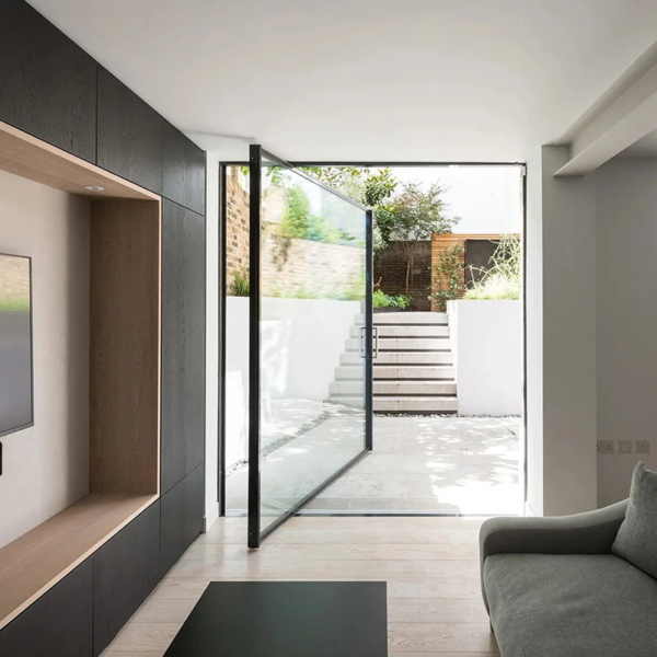 Customized Steel  Pivoting Doors Villas Front Entry Glass Pivot Door Steel Swing Exterior Push-Pull Open Hotels Homes