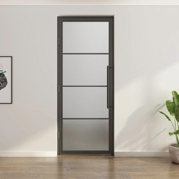 Customized forested glass swing door steel frame doors for home shower balcony doors