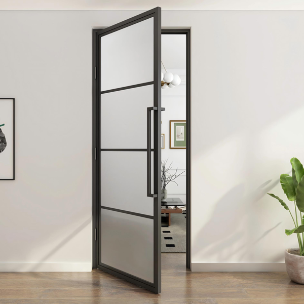Customized forested glass swing door steel frame doors for home shower balcony doors - Image 2