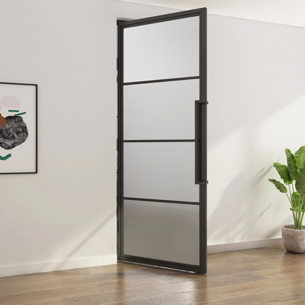 Customized forested glass swing door steel frame doors for home shower balcony doors - Image 3