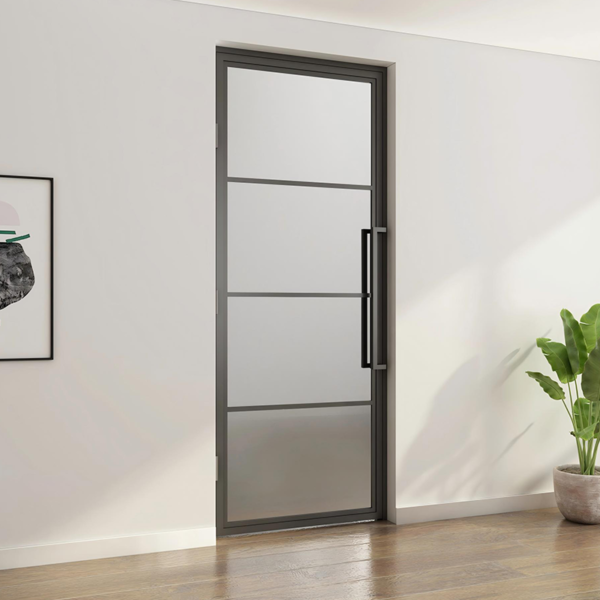 Customized forested glass swing door steel frame doors for home shower balcony doors - Image 4