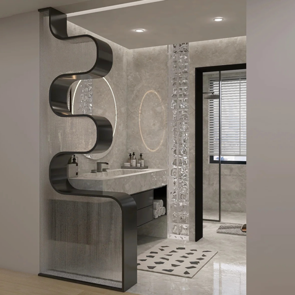 Customized Stainless steel art shaped toilet door cover - Image 3