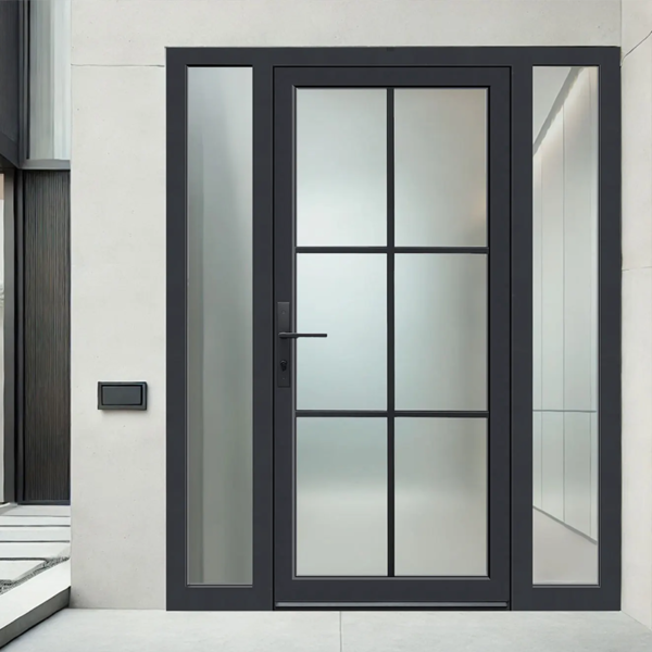 Customized Steel  Pivoting Doors Villas Front Entry Glass Pivot Door Steel Swing Exterior Push-Pull Open Hotels Homes