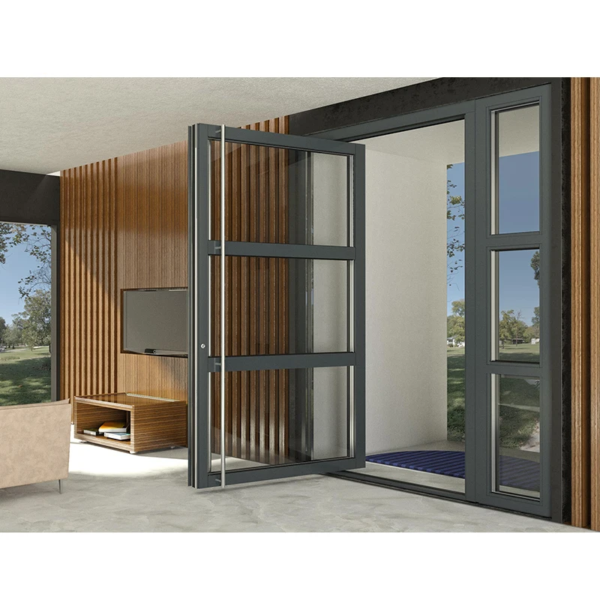 Customized Steel  Pivoting Doors Villas Front Entry Glass Pivot Door Steel Swing Exterior Push-Pull Open Hotels Homes - Image 4