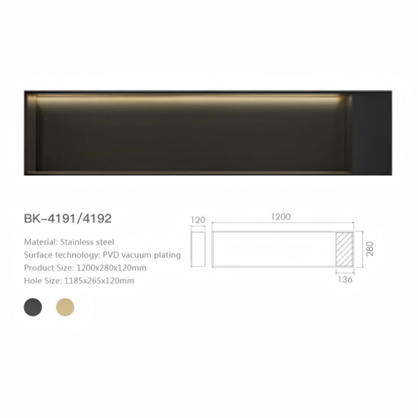 Customized 304 Stainless Steel Bathroom Wall Shower Niche With Lights - Image 3