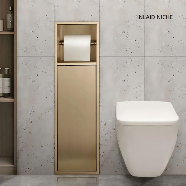 Customized 304 Stainless Steel Bathroom Shelf Niche Embedded Metal Wall Cabinet Decorative