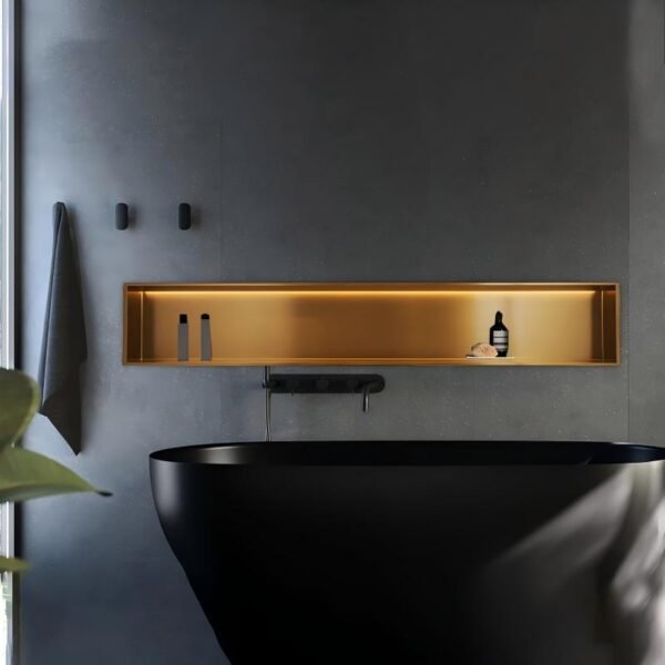 Customized 304 Stainless Steel Bathroom Shelf Niche Embedded Metal Wall Cabinet Decorative - Image 2