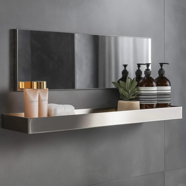 Customized 304 Stainless Steel Wall mount Bathroom Shelf with mirror - Image 2