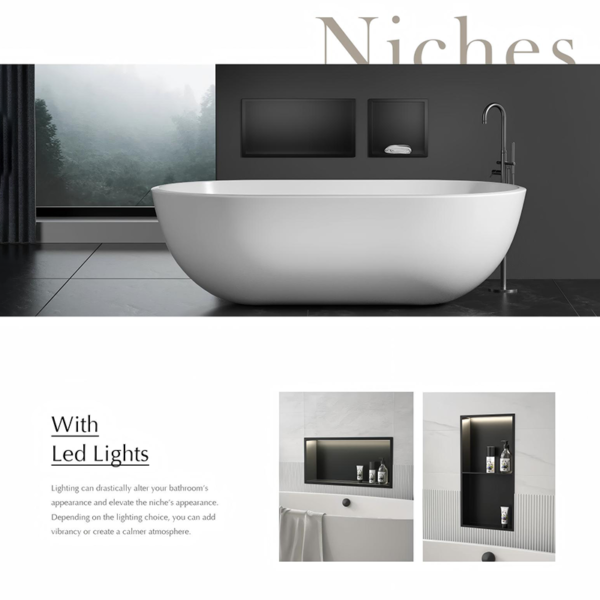 Customized 304 Stainless Steel Bathroom Wall Shower Niche With Lights - Image 5