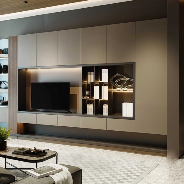 Customized Luxury Wall Cabinet Stainless Steel TV Cabinet Home Storage Furniture - Image 2