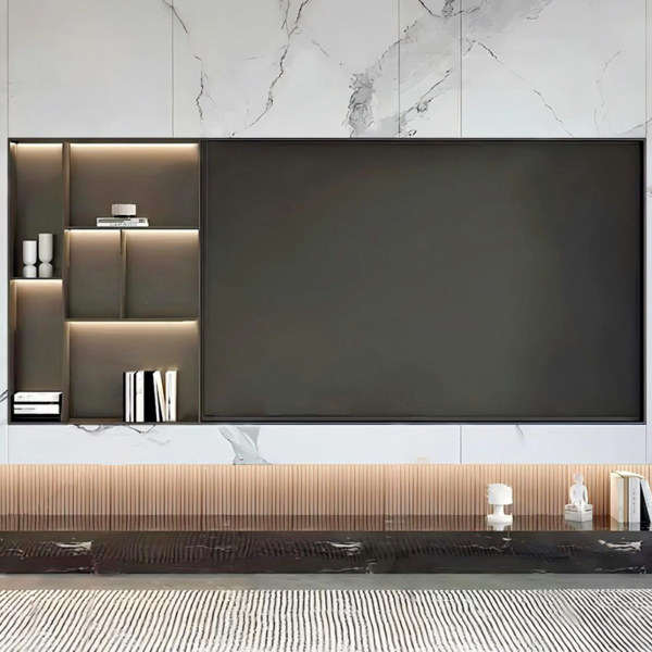 Customized Luxury Wall Cabinet Stainless Steel TV Cabinet Home Storage Furniture - Image 3