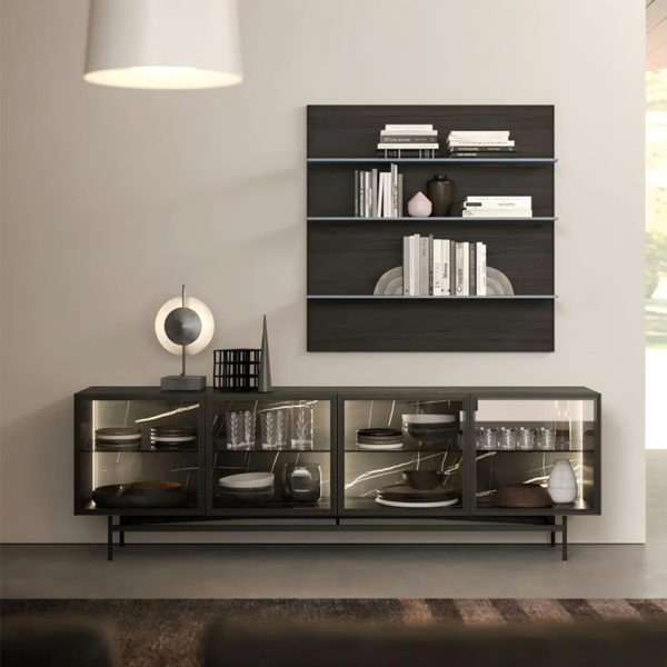 Customized Luxury Living Room Modern Metal Glass TV Stand TV Cabinet