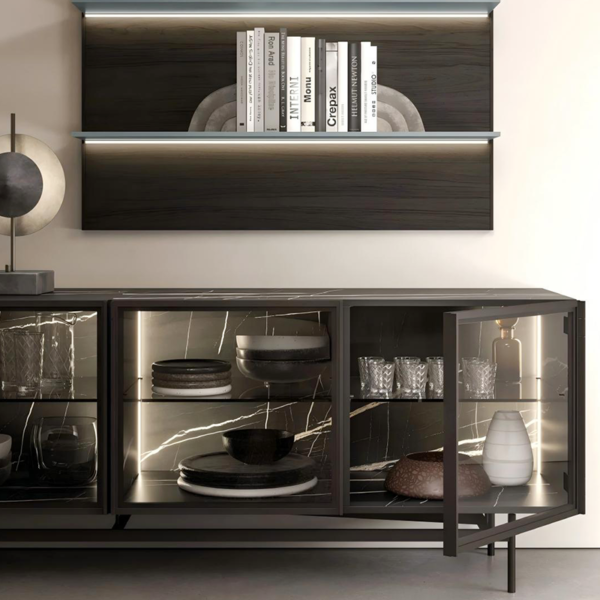 Customized Luxury Living Room Modern Metal Glass TV Stand TV Cabinet - Image 2