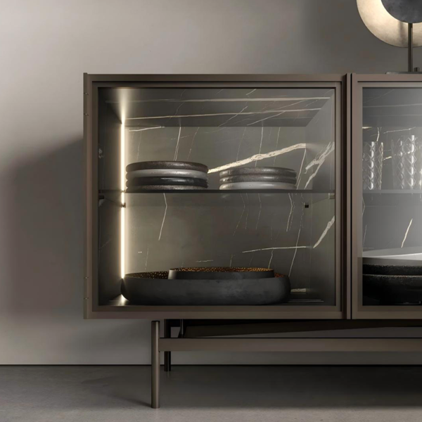 Customized Luxury Living Room Modern Metal Glass TV Stand TV Cabinet - Image 3