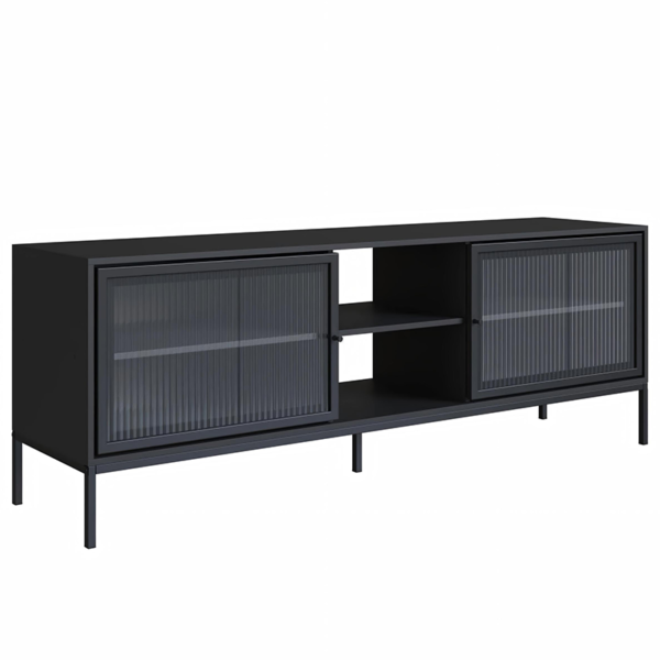 Cabinet Iron Bookcase Stand Glass Door Display Metal Cupboards Living Room Cabinet - Image 3
