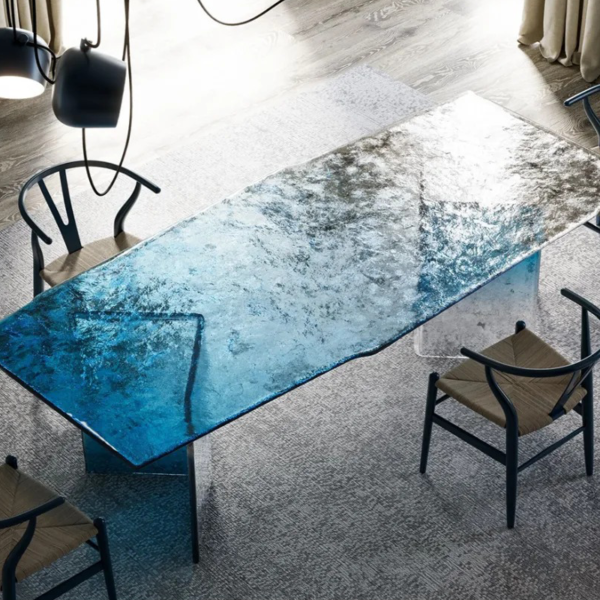 Customized hot melt glass art glass desk