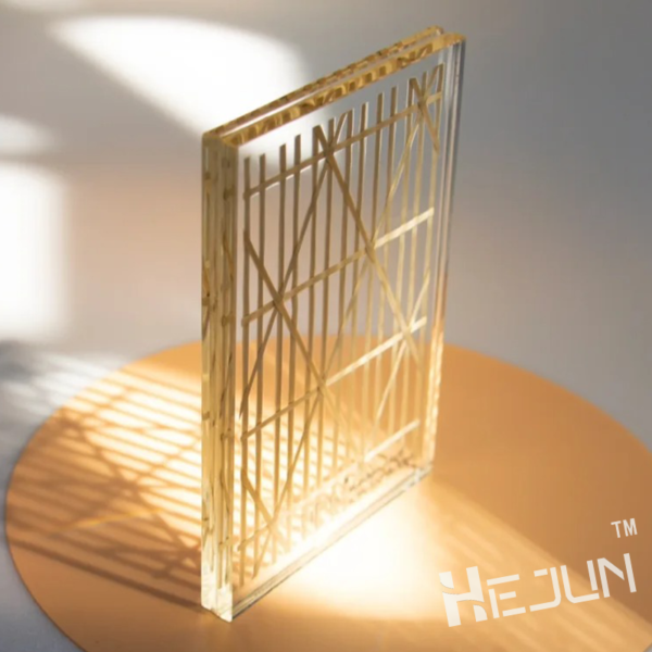 Wooden shank grid laminated three-point art decorative glass