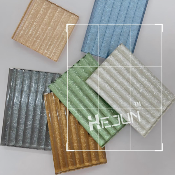 Custom wick EVA film laminated decorative glass for partition screen door panels