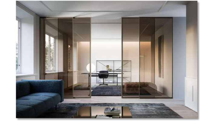 Modern glass aluminum sliding door for patio entrance