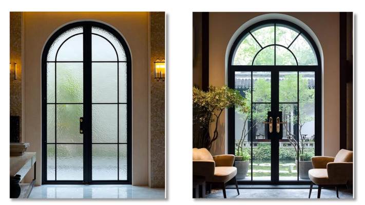 Contemporary glass aluminum swing door with sleek design