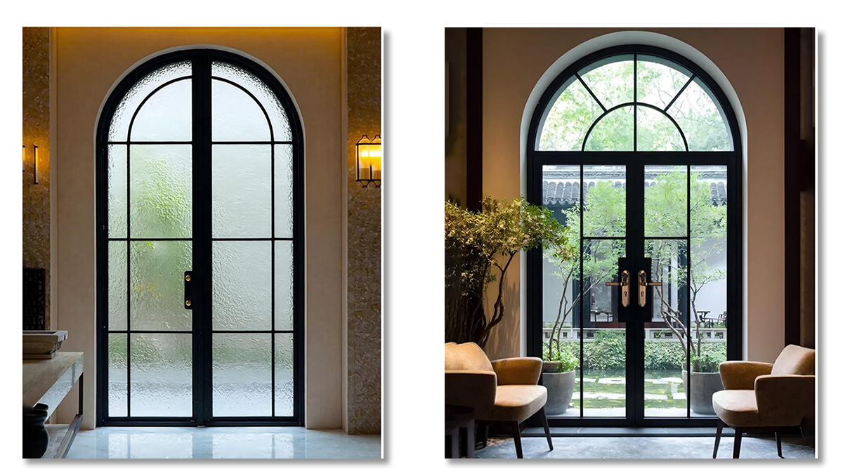 Contemporary glass aluminum swing door with sleek design