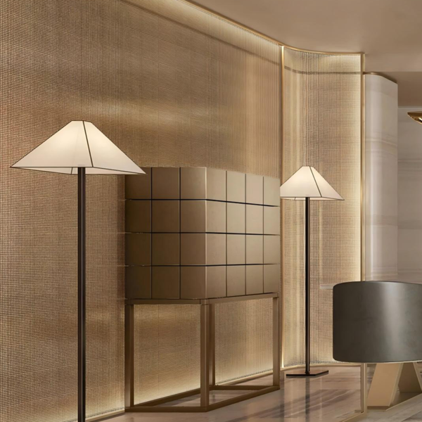 Bespoke metal frame laminated glass metal mesh art glass Decorative Glass glass wall Screen