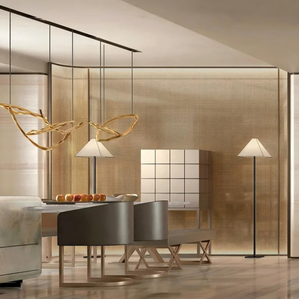 Bespoke metal frame laminated glass metal mesh art glass Decorative Glass glass wall Screen - Image 2