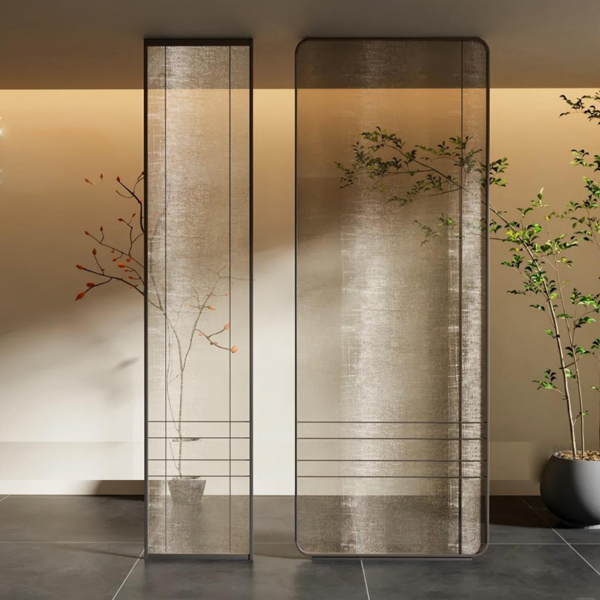 Bespoke metal frame laminated glass metal mesh art glass Decorative Glass glass wall Screen - Image 3