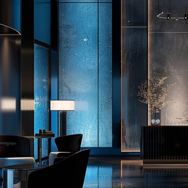 Customized stainless steel frame printing film laminated art glass screen partition wall for hotels restaurant - Image 3