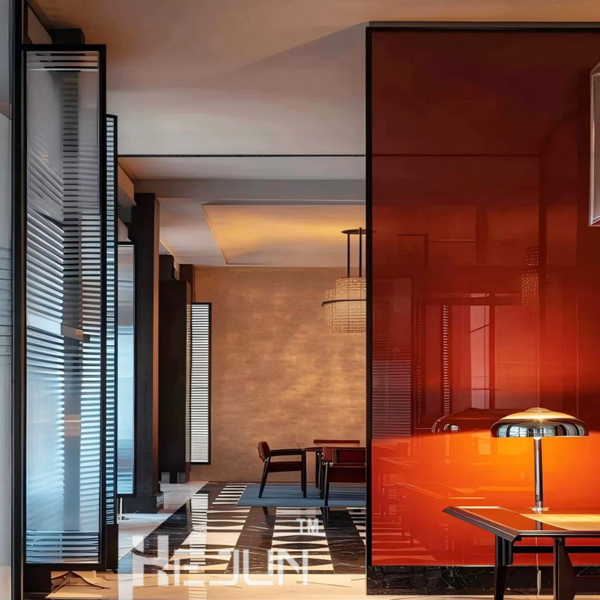 Bespoke stainless steel frame grille glass partition door - Image 3