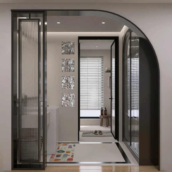 Bespoke stainless steel frame pattern glass screen partition