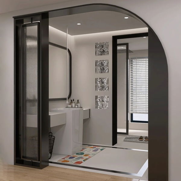 Bespoke stainless steel frame pattern glass screen partition - Image 2