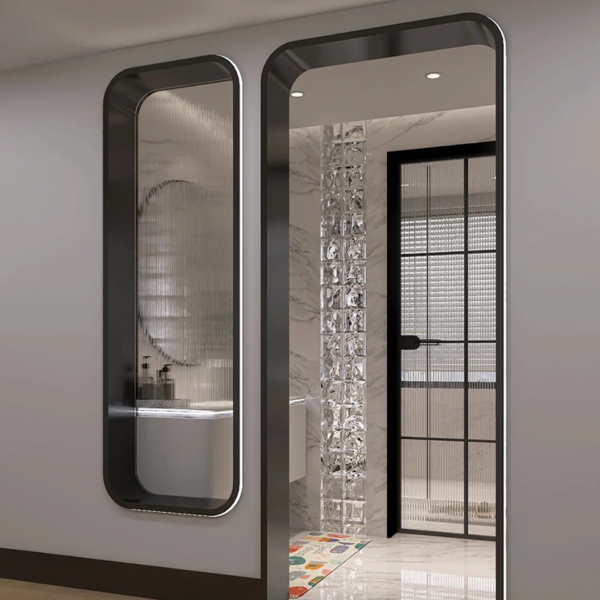 Bespoke stainless steel frame pattern glass screen partition - Image 4