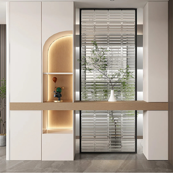 Custom stainless steel frame pattern craft decorative art glass partition porch