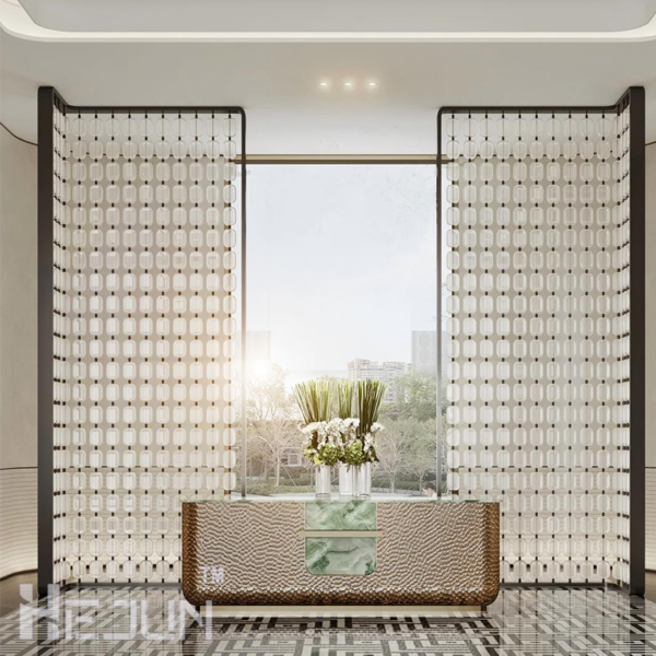 Customized stainless steel frame crystal panel hanging partition divider Glass wall Screen