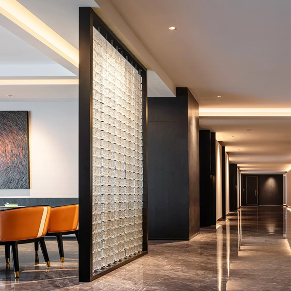 Customized stainless steel frame crystal panel hanging partition divider Glass wall Screen - Image 2