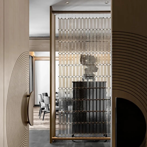 Customized stainless steel frame crystal hanger partition screen
