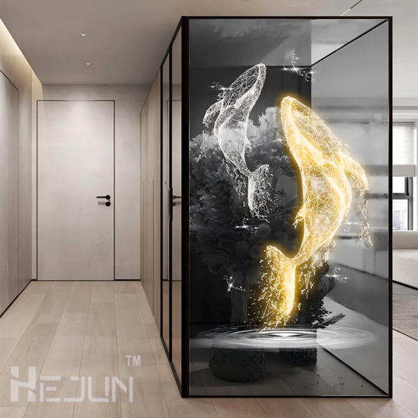 Customized Digital printing art fused glass partition divider Glass glass wall Screen
