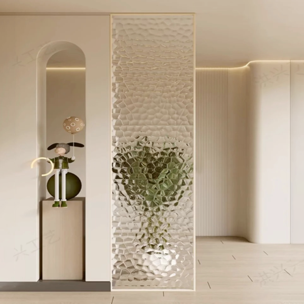 Customized stainless steel frame art glass room partition  divider  glass wall Screen