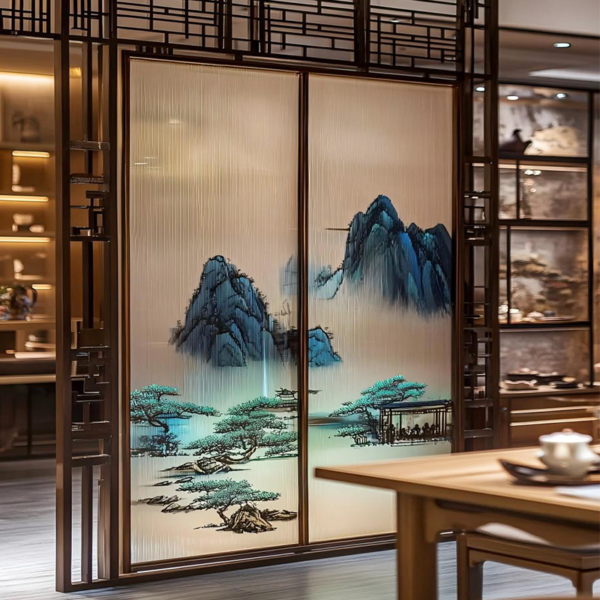 Customized digital printing art fused glass partition divider Glass decorative wall Screen - Image 3