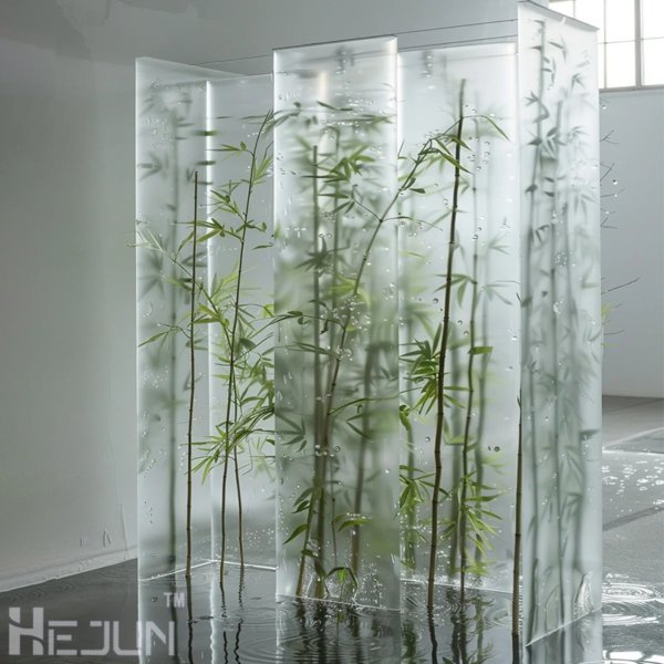 Customized Bamboo Shadow Jade Sand Glass Screen partition  divider Glass glass wall Screen - Image 3