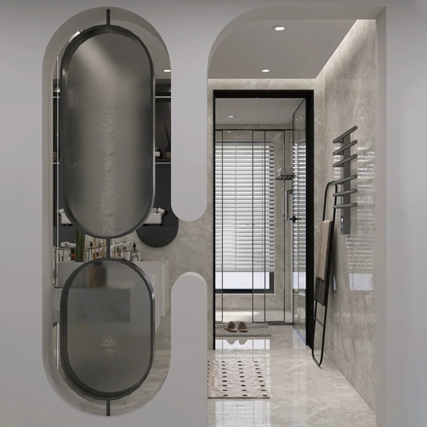 Customized stainless  steel frame mat  glass room partition  divider Glass glass wall Screen - Image 2