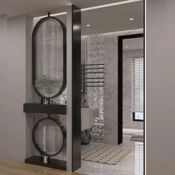 Customized stainless  steel frame mat  glass room partition  divider Glass glass wall Screen - Image 3