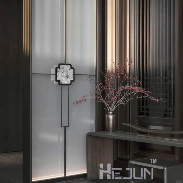 Customized Stainless steel fabric laminated fusion art glass partition divider Glass glass wall Screen - Image 2