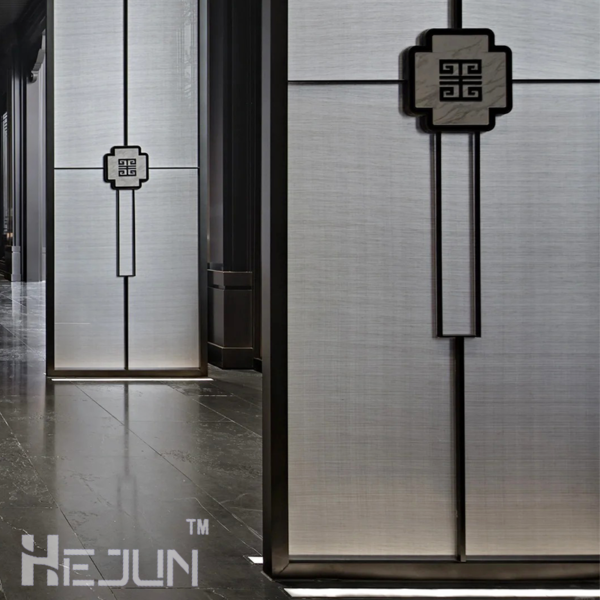 Customized Stainless steel fabric laminated fusion art glass partition divider Glass glass wall Screen - Image 3