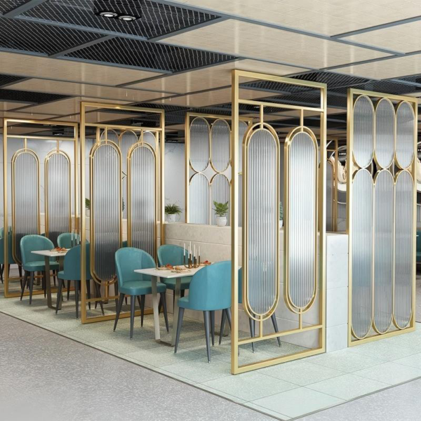 Customized Stainless steel patterned glass fusion art glass partition divider Glass glass