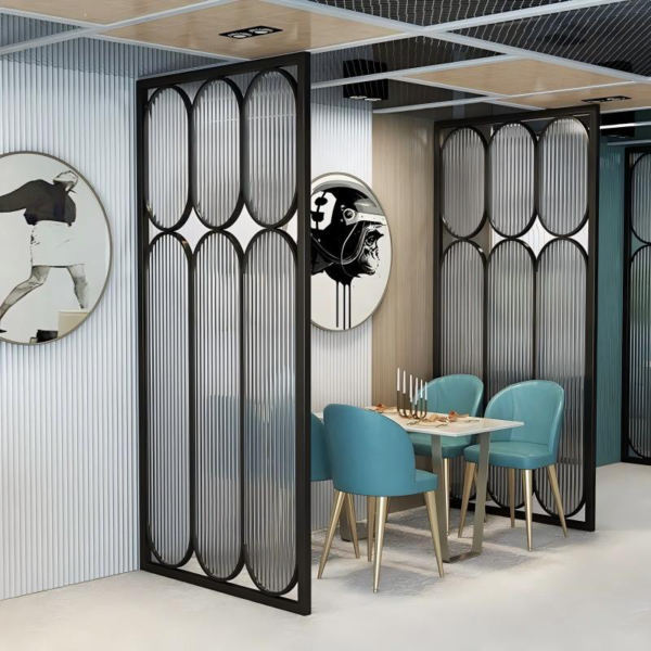 Customized Stainless steel patterned glass fusion art glass partition divider Glass glass - Image 2