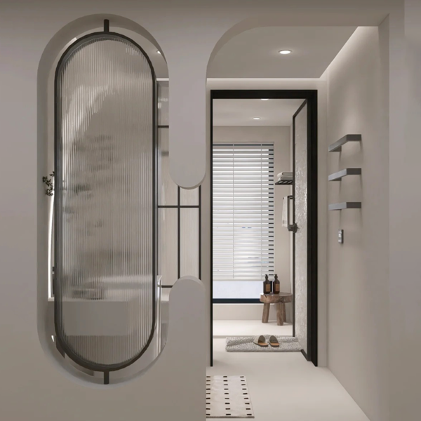 Customized stainless steel frame pattern glass bathroom partition  divider Glass glass wall Screen - Image 2